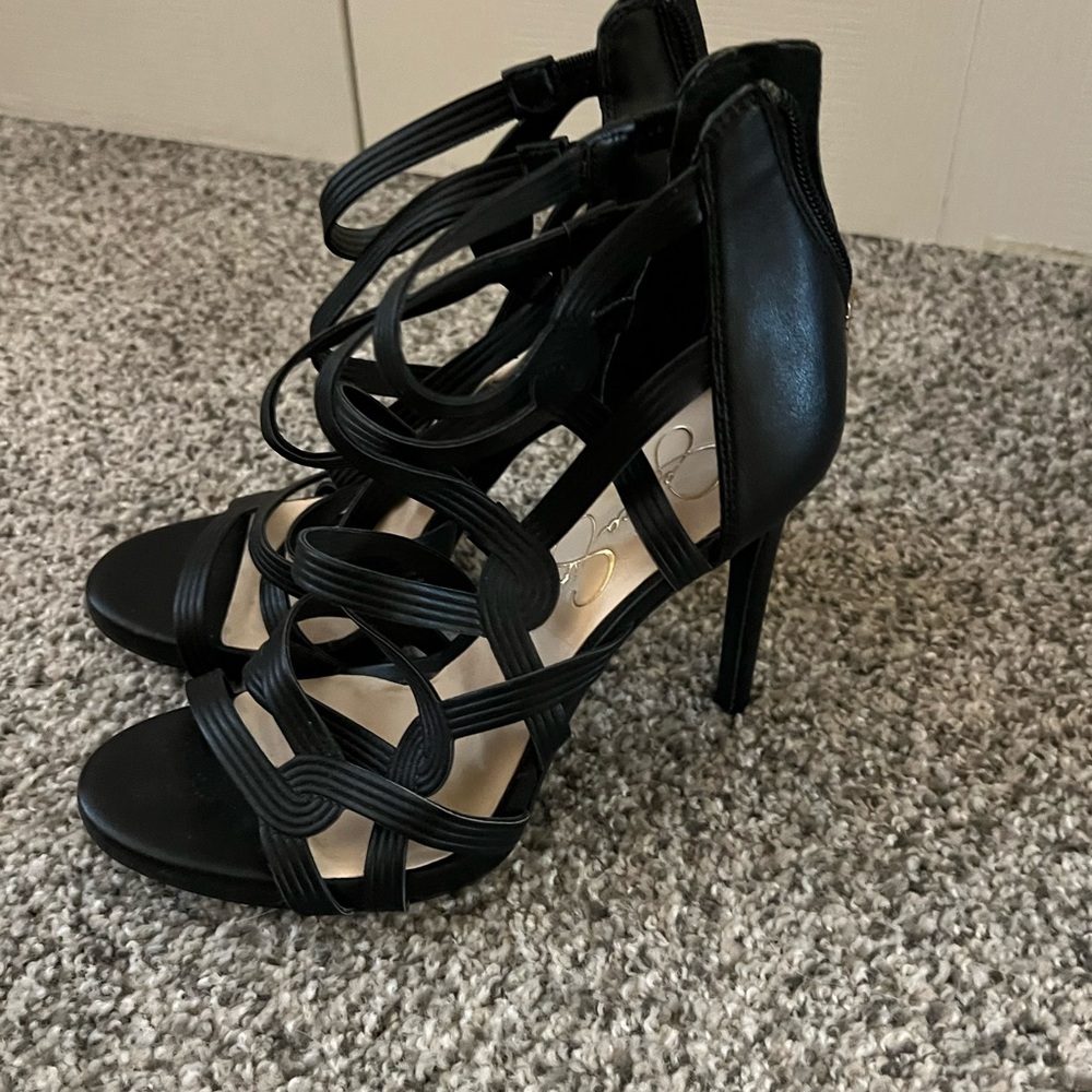 Jessica Simpson Black Strappy High Heel Sandals